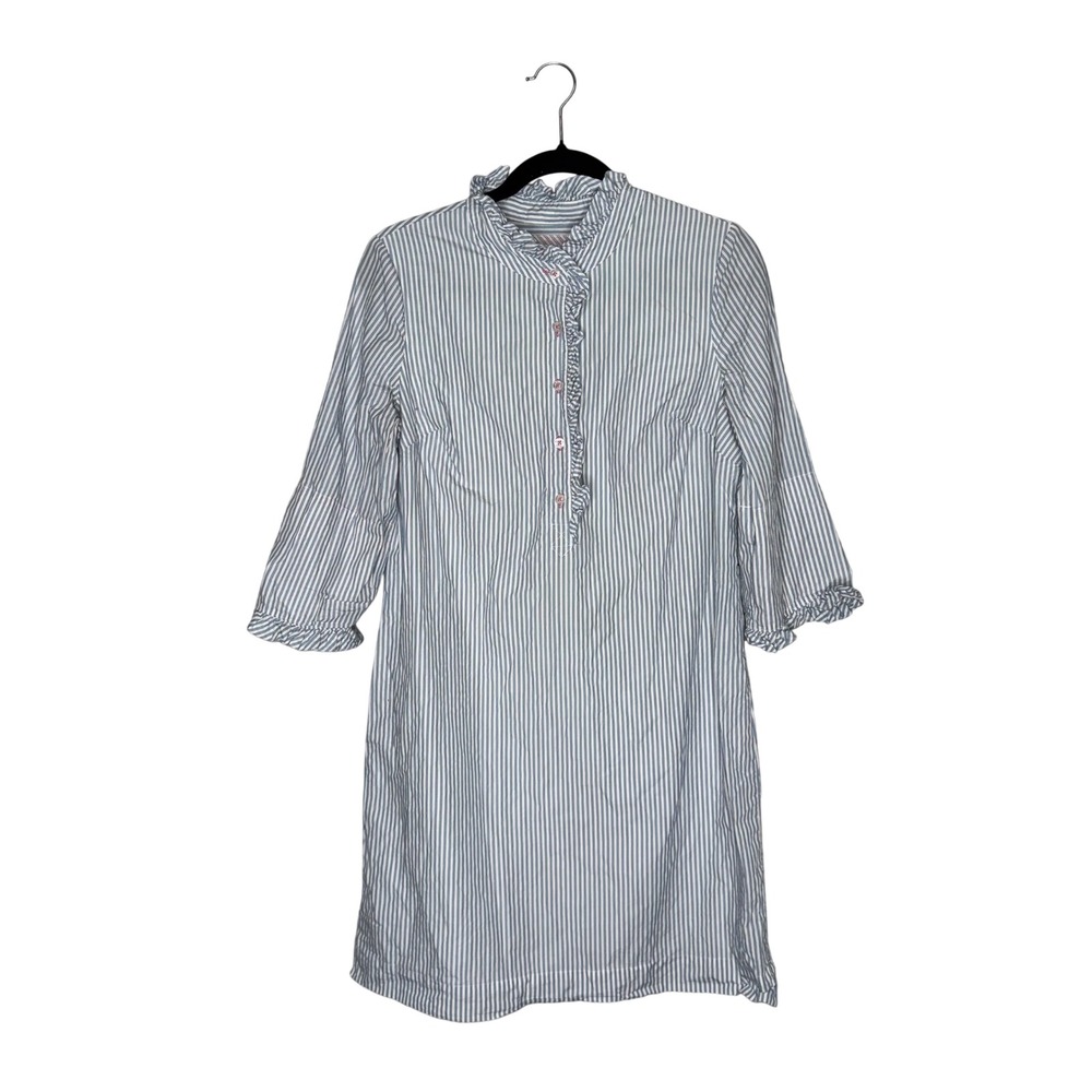 Lilly Pulitzer Shift Dress Women 6 Blue White Excellent Ruffle Seersucker Stripe